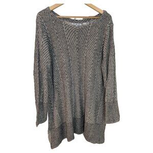 Eight Eight Eight Textured Knit 100% Cotton Tunic Sweater Marled Grey | Plus 3X